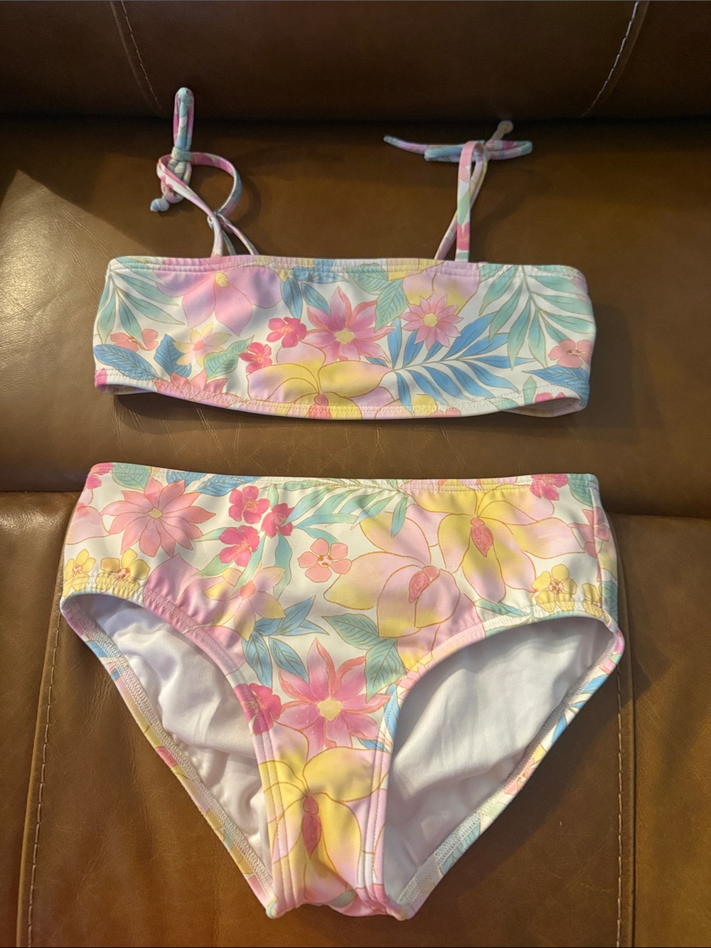 Girls Floral Bikini Set - Pastel Pink & Yellow